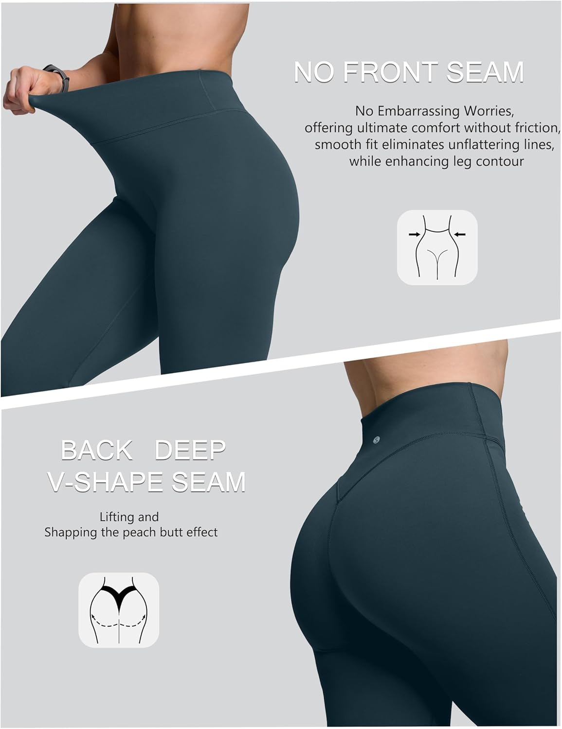 Sogetdo Women's High Waisted Flare Leggings No Front Seam Bootcut Yoga Workout Pants Tummy Control - Image 7