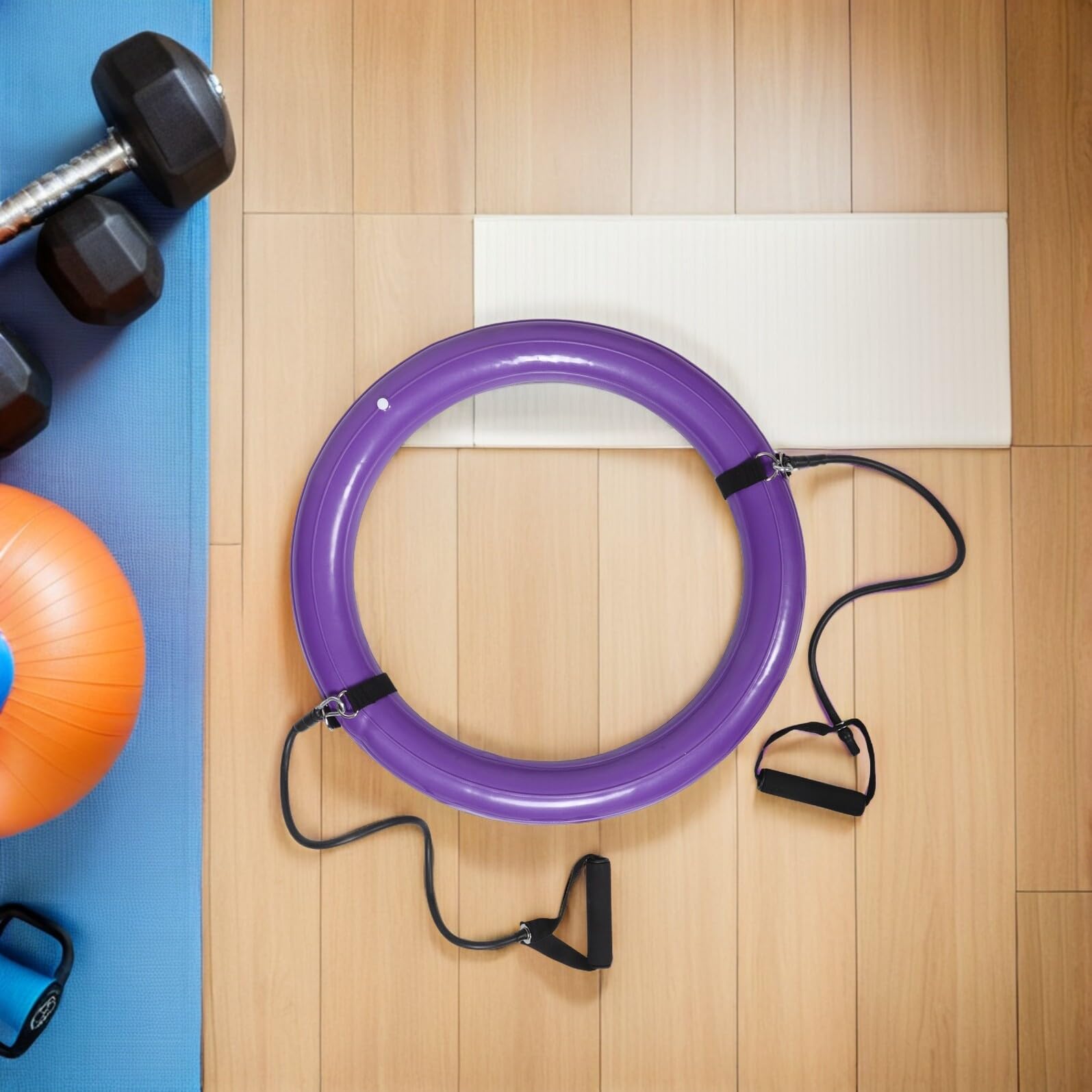 Hemobllo Base per Palla da Yoga 60cm in PVC, Supporto Fisso Ring | 1 Pezzo Porpora, Impugnatura Integrata, Struttura Spessa per Casa e Attività All'aperto