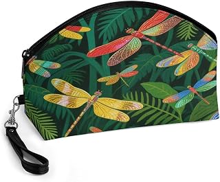 Colorful Dragonfly Print Makeup Bag Large Capacity Cosmetic Bag for Women Portable Toiletry Bags for Skincare Water-resistant Cosmetic Case PU Leather Travel Cosmetic Organizer