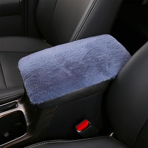 QODOLSI 1 alfombrilla para reposabrazos de automóvil, 11.81 x 7.87 pulgadas, suave felpa sintética de conejo de felpa central, codo de consola