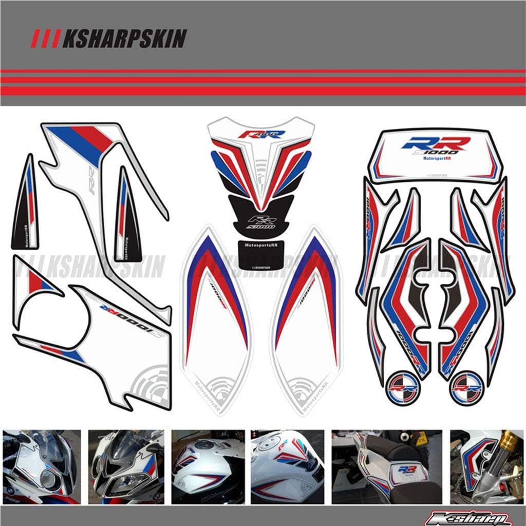 オートバイフェアリングデカールステッカー 対応車種 S1000RR 2012-2014(TypeA ホワイト3)