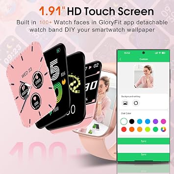 Csasan Smart Watch for Men Women(Answer/Make Call), 1.91 HD Screen Smartwatch Heart Rate/Sleep/Steps Monitor, Pink