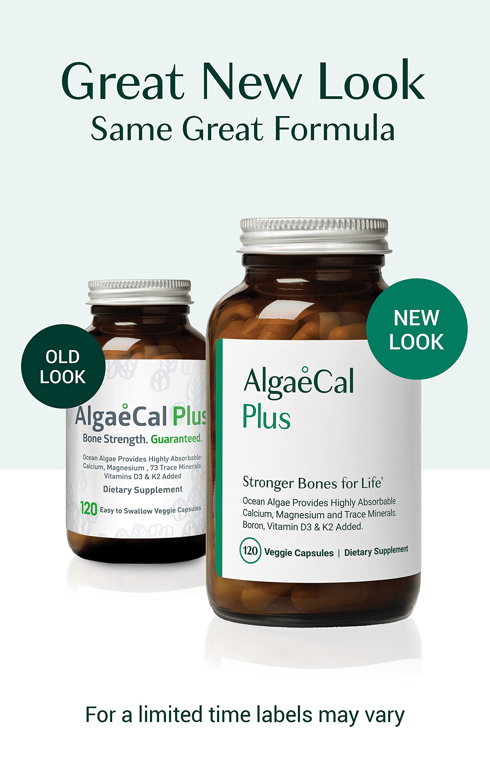 AlgaeCal Plus Calcium Supplement, Natural Red Algae PlantBased with