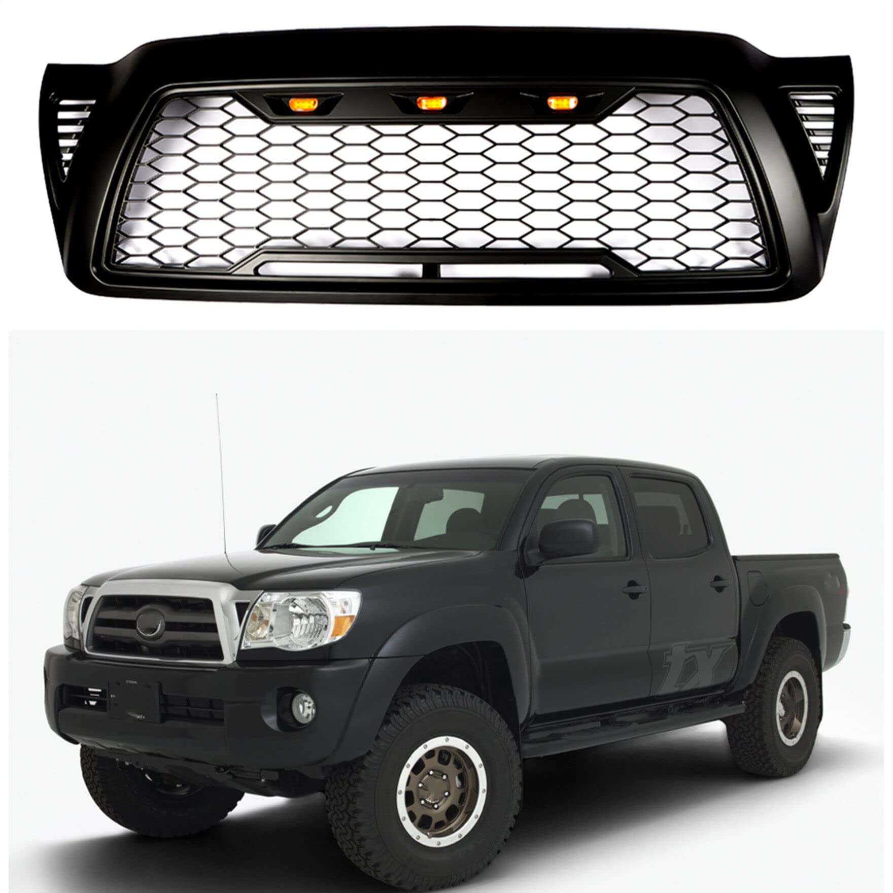 Amazon.com: waltyotur Black Front Grille Bumper Fits Replacement for ...