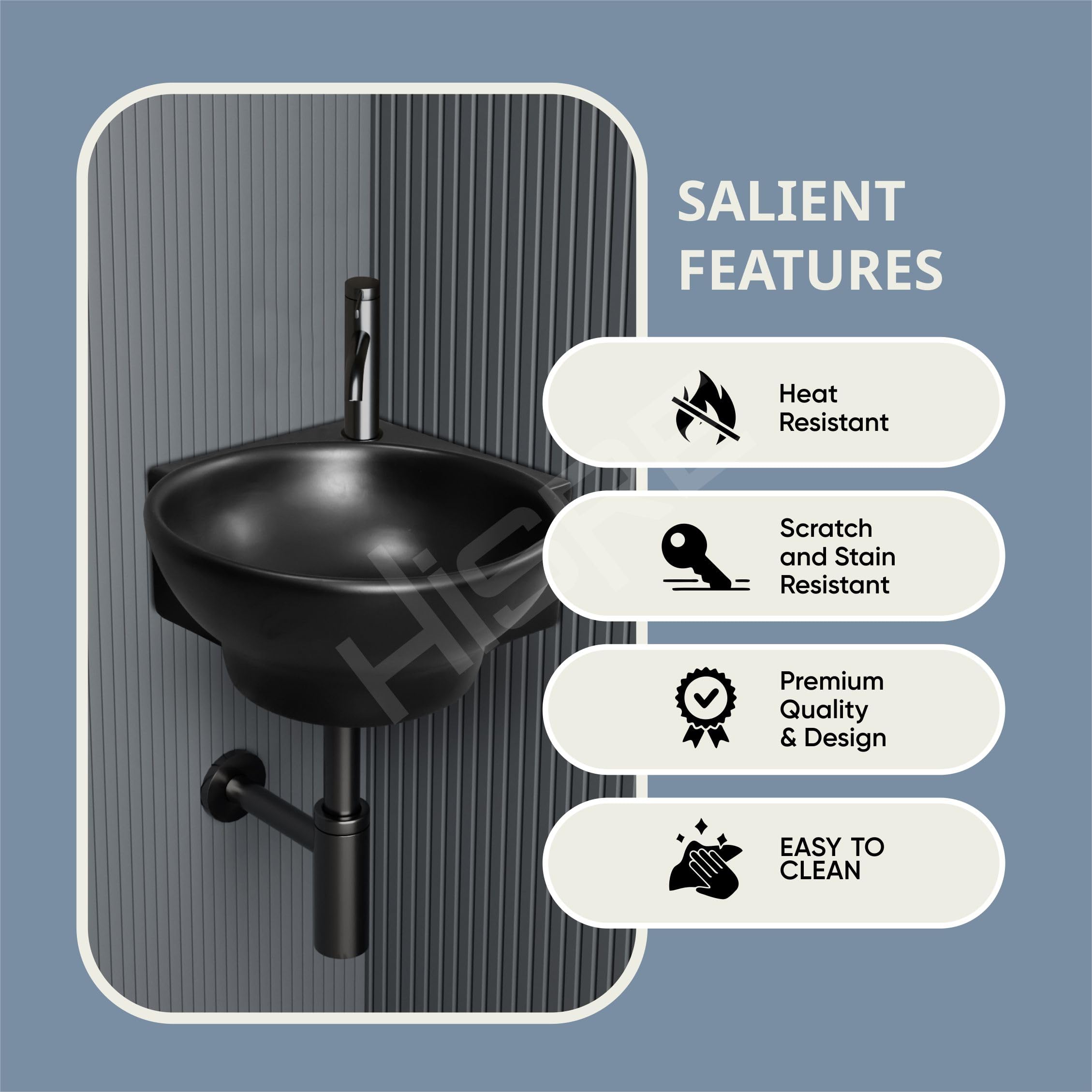 HISRE Wall Mounted Wash Basin for Bathroom | Ceramic Wash Basin Wall Hung Small Corner Wash Basin/Sink (Style - C), photo 3 of 5