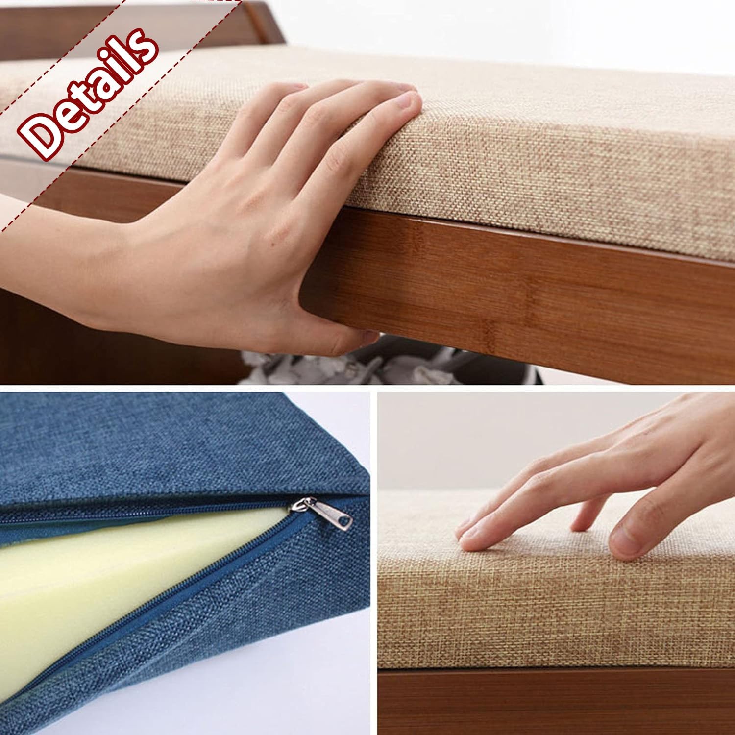 Piano Bench Cushion 30×14 27×12 36×14 34×14 36×15inch, Nonslip Seat Pad for Shoe Storage Bench, Bay Windows, Garden Patio, Long Chairs, Swings & Porch Furniture with Zipper&Buckle(Black,34x14in) 3