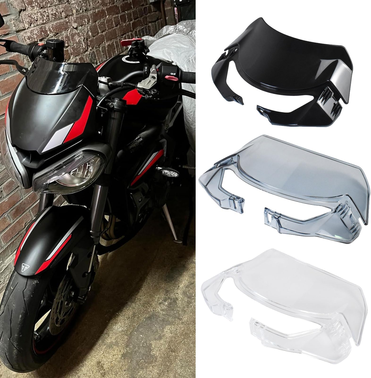 Motorcycle Windscreen Windshield Front Fairing Visor Viser Wind Deflector fit for Triu-mph Street Triple RS765 Street Triple R765 Accessories 2020 2021 2022 2023 (Clear)
