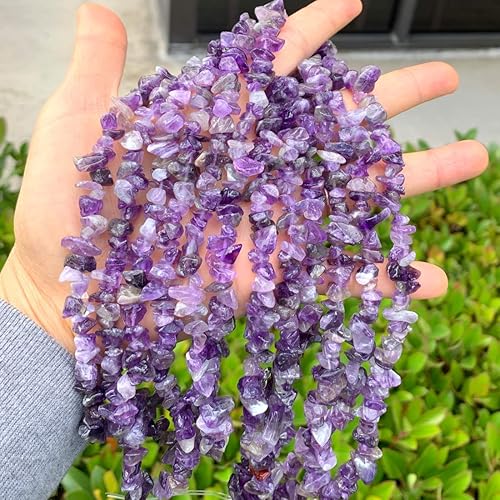 Miniatura 5 de Adabele GZ1-8 - Cuentas sueltas de 5 hebras de piedras preciosas de cristal de amatista morado natural, forma libre de agujero, espaciador de