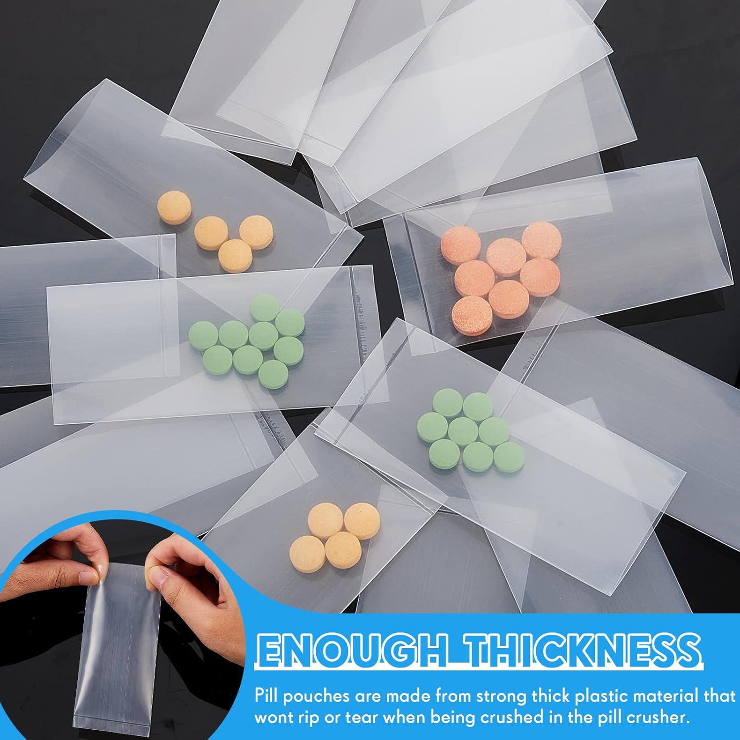 Henoyso 1500 Pcs Pill Crusher Pouches, Pill Crusher Pouches for Medicine Travel Medicine Crushing Bags Pills Bag for Small Pills Crushers Easy to Dispose