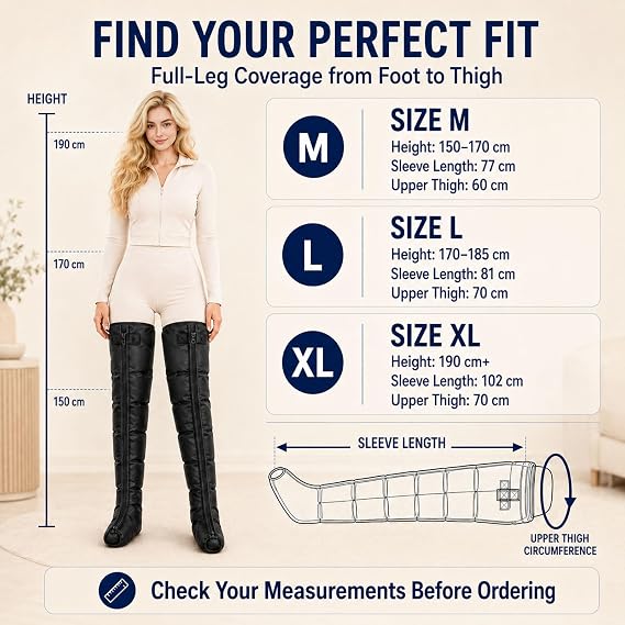 Full-Leg Air Compression Massager with 12 Modes and 6 Chambers