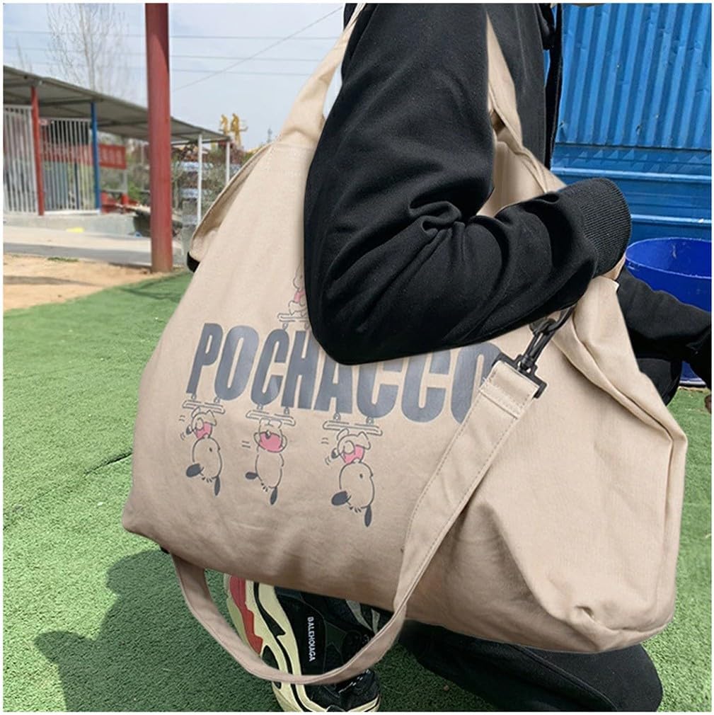 Roffatide Pochacco Dog Canvas Tote Bag Large Gym Bag Shoulder Hobo Yoga Bag Crossbody Bag Purse for Women Big Capacity Shopping Work Bag Travel Handbags Eco Bag, ZLRBG14601