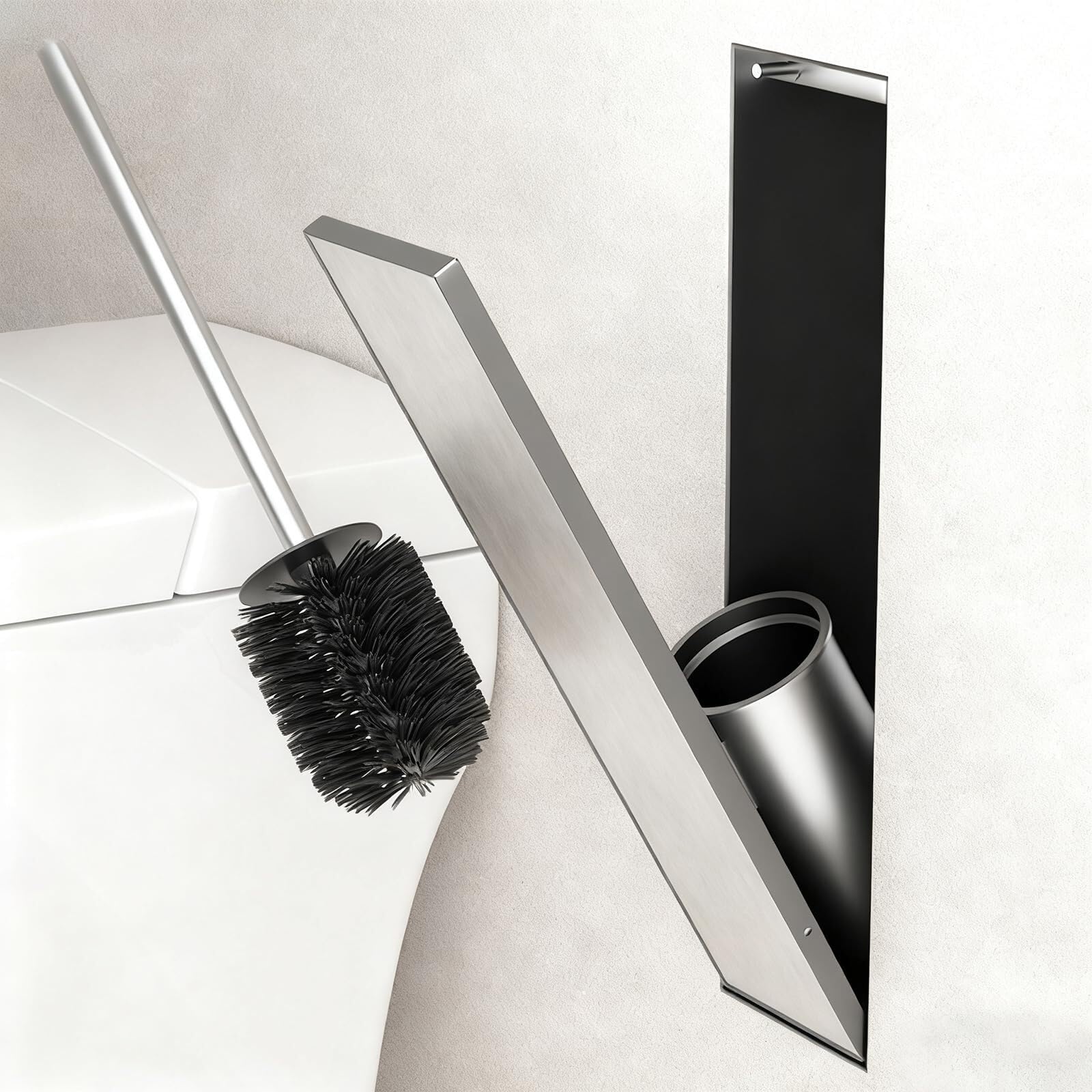 Porte-brosse WC encastrable en acier inoxydable de qualité supérieure