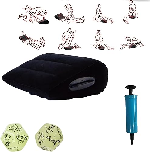 Cojín inflable de cuña, almohada portátil fuqmie, almohada de cuña ligera para elevaciones de piernas, uso en cama, viajes, inflado rápido (negro)