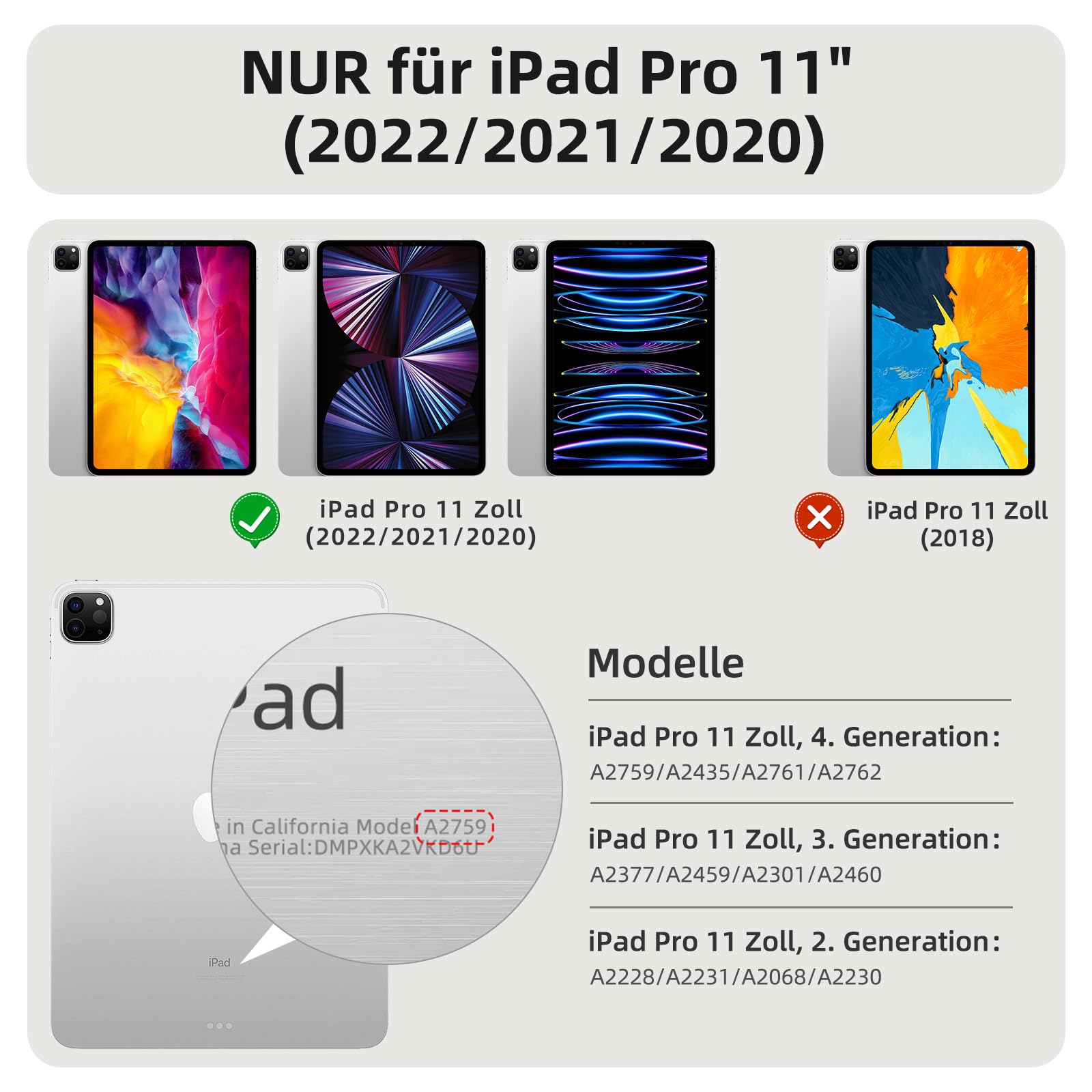 zoyu Keyboard Only for iPad Pro 11 Inch 4 3 2 Generation (2022