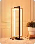 Lampe de table LED moderne EDISHINE, 750LM lampe de chevet dimmable sans étapes, 3 températures de couleur, contrôle par interrupteur tactile, lampe de nuit pour salon et chambre, cadre double rectangle, angle ajustable