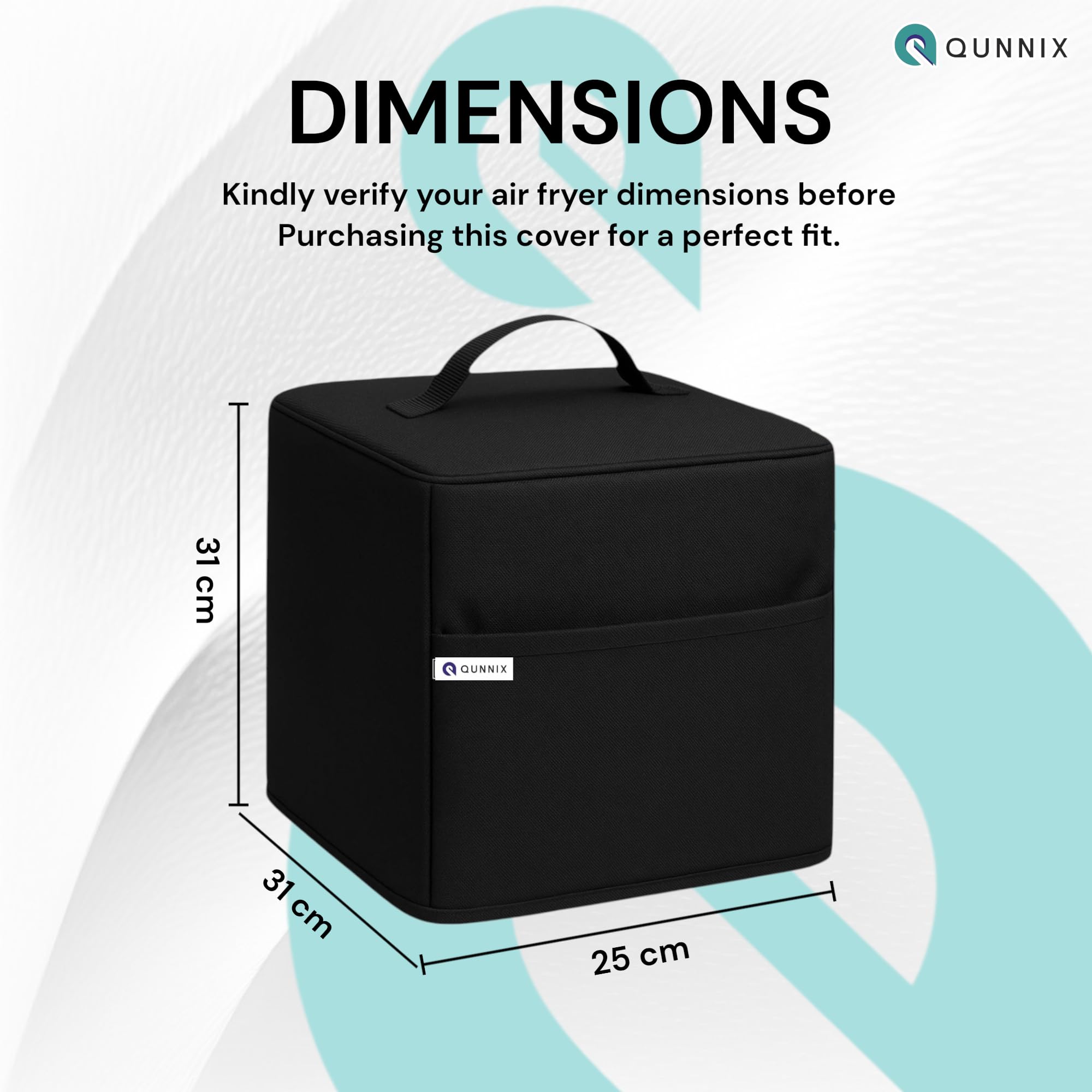 Dustproof & Waterproof Washable Air Fryer Cover for Solara 4.5 Liter | Kitchen Appliance Protector with Handle & Pocket | For Everyday Use Man & Woman | Perfect Fit (25x31x31) – Black — Amazon image 3