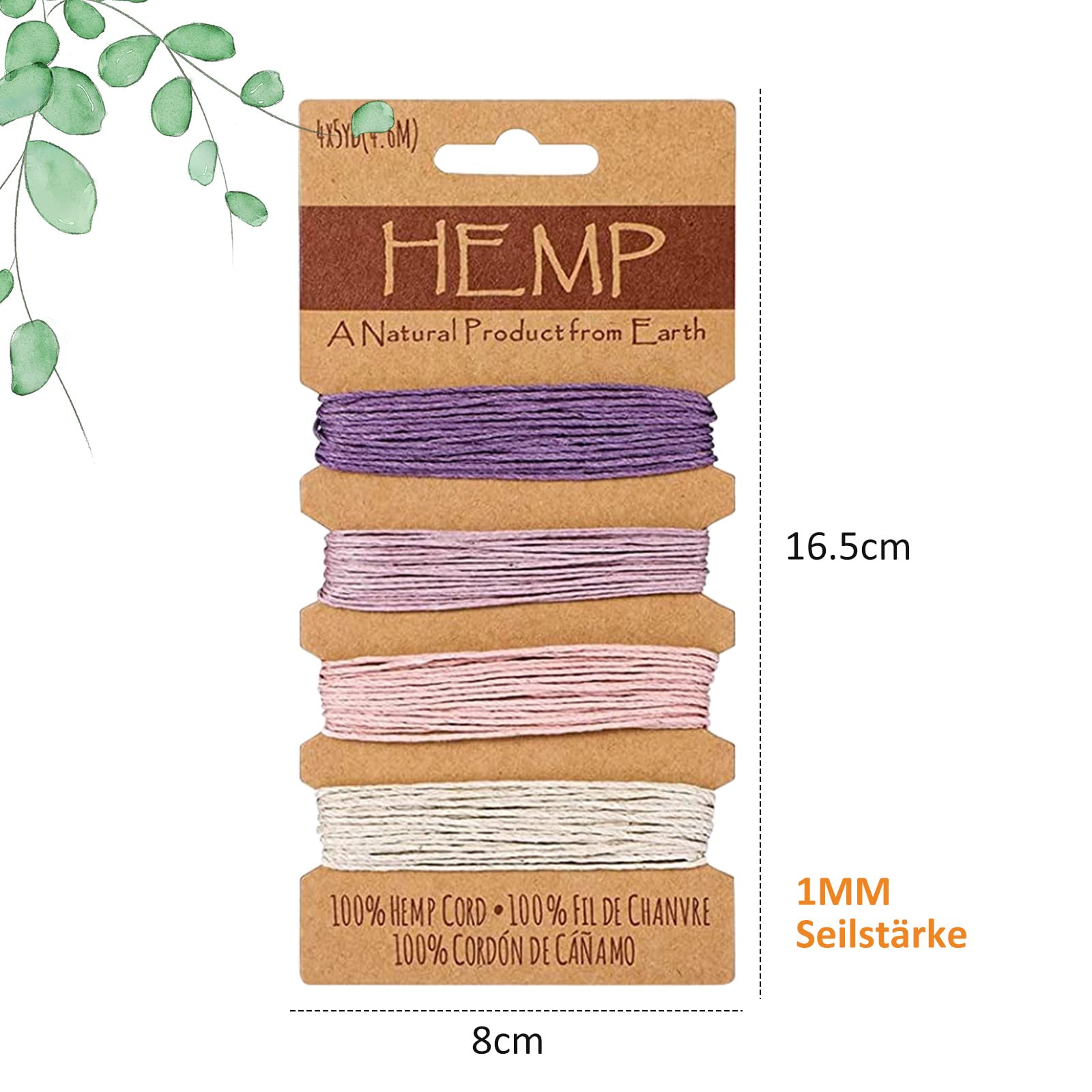 Ticeed Cordón De Lino Multicolor, Cordón De Hilo De 22 Colores Cuerda De Cáñamo Para Pulseras Lino Multicolor Natural Cordón Cable Hilo Encerado Macrame Para DIY Llavero Pulsera(1mm, 4,5m