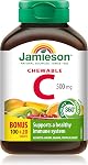 Jamieson Chewable Vitamin C 500 mg mixed flavors, supports immune health, strong teeth and bones. Family Friendly (4+), Vegetarian, Non-GMO, Gluten Free, No Artificial Flavors, Colors or Preservatives, 120 Units, Proud to be Canadian
