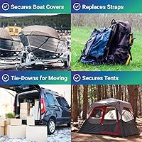 Vista 4 de Correas para cubierta de barco, hebilla ajustable, paquete de 8, correas de nailon de 1 x 96 pulgadas con hebillas de liberación rápida