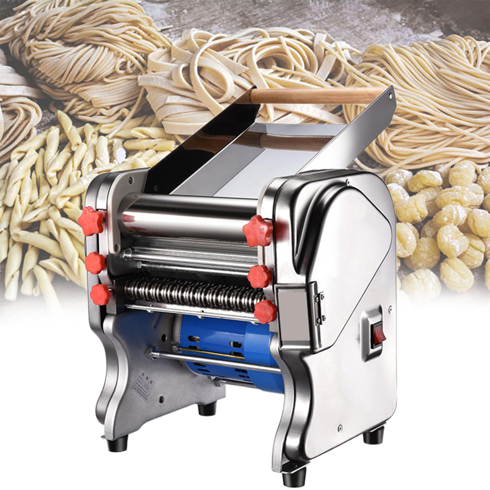 Máquina para Hacer Pasta de Fideos, laminadora de Rodillo de Masa Eléctrica Comercial de 550W, para Uso Familiar en el Hogar