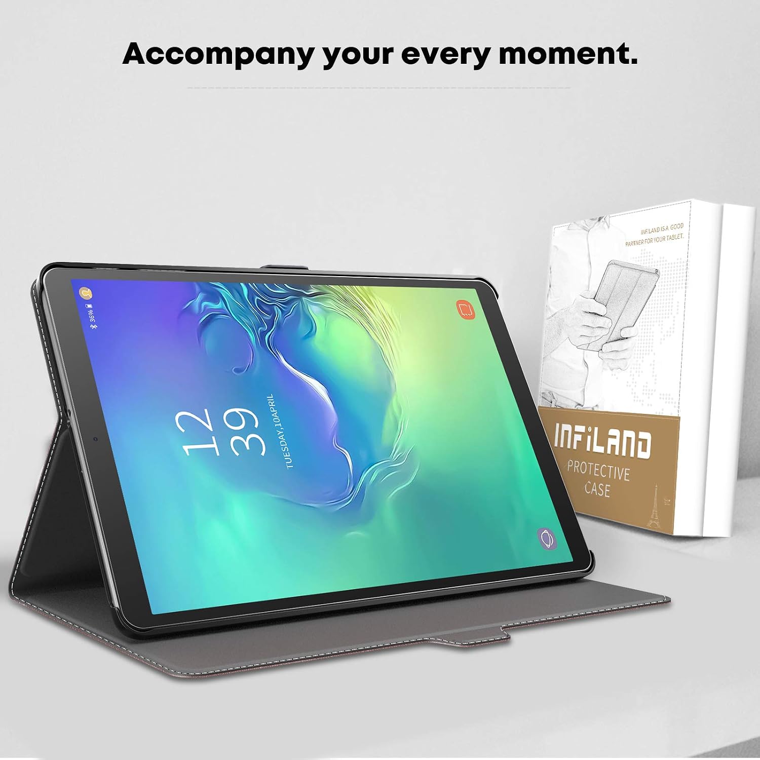 Infiland Samsung Galaxy Tab A 10.1 2019 Case, Multiple Angle Stand Cover Compatible with Samsung Galaxy Tab A 10.1 Inch Model SM-T510/SM-T515 2019 Release Tablet, Midnight Green