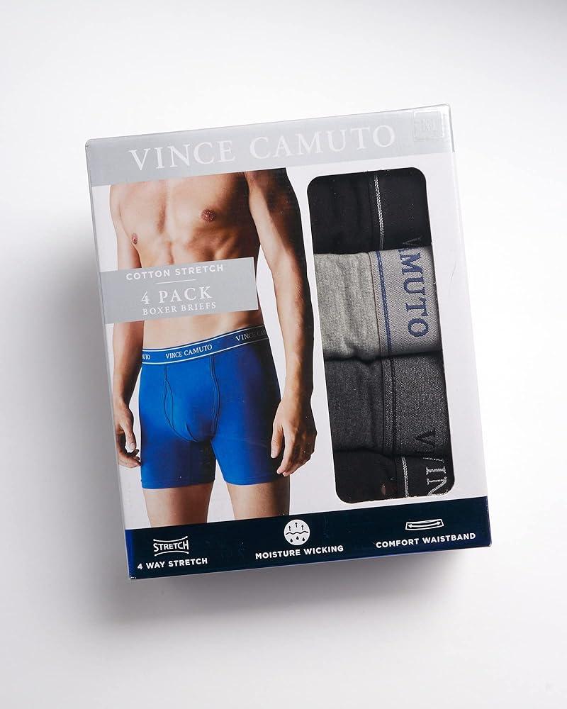 Vince Camuto Men's Cotton Stretch Boxer Brief Multi-Pack, Black