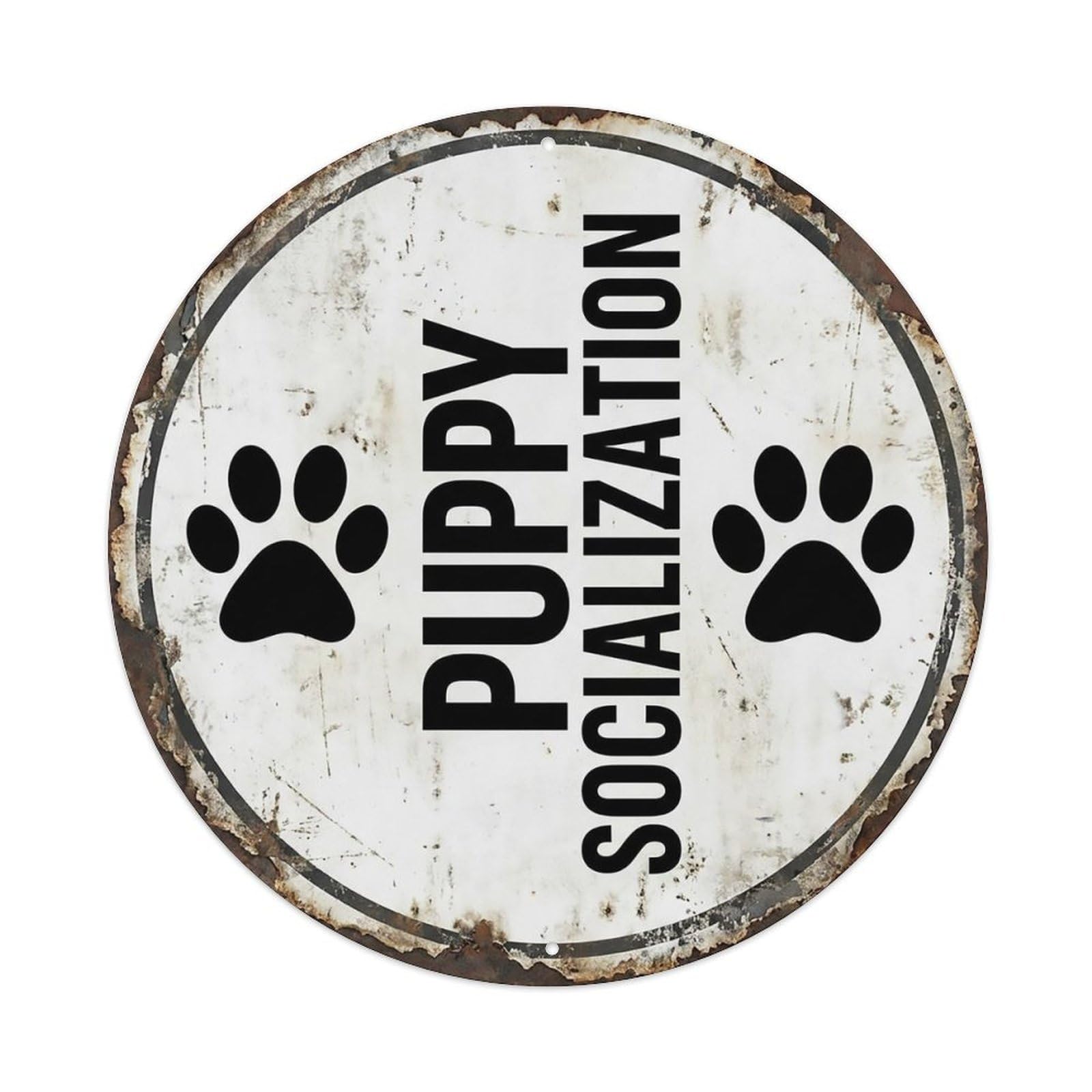 Vintage Puppy Socialization Decor Metal Tin Sign