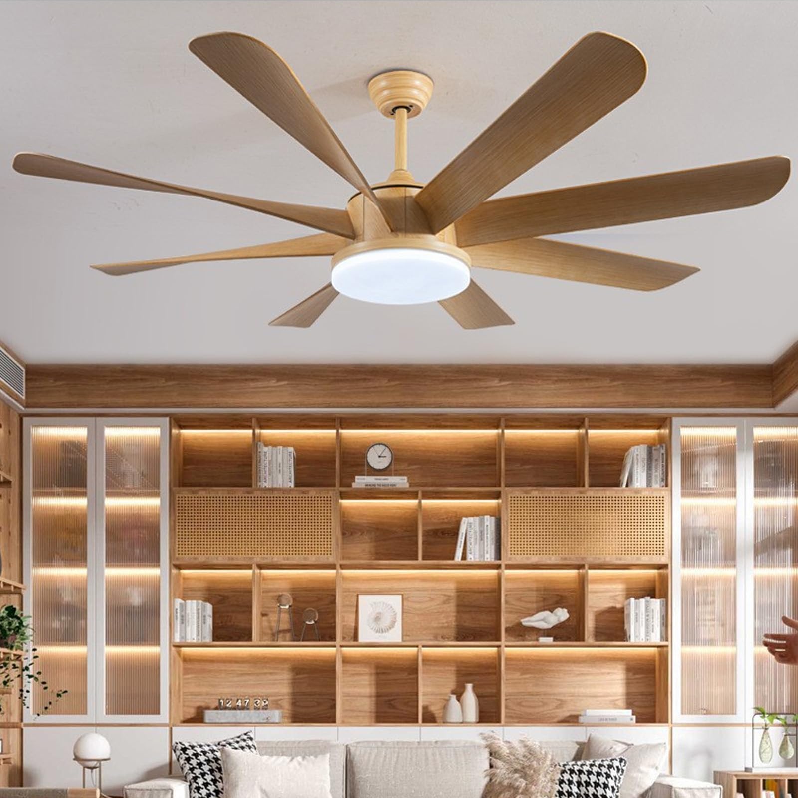 Ventilateur de plafond moderne pour salon et grande chambre avec éclairage télécommandé