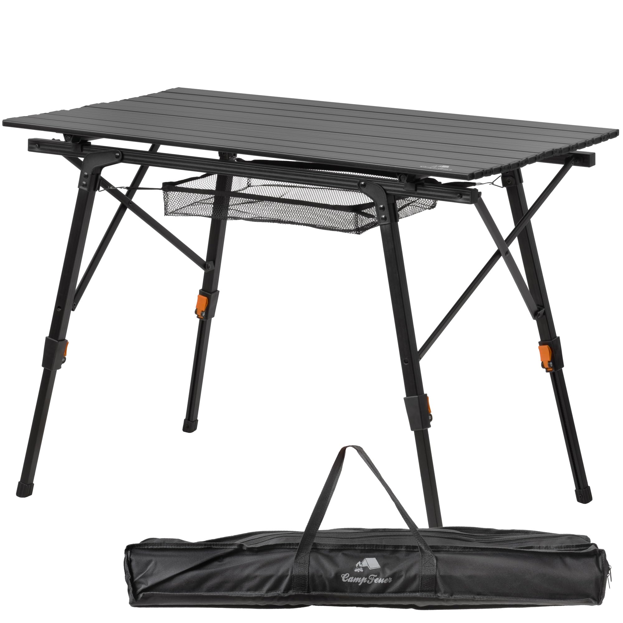 Table Camping Pliable CampFeuer 90,5x51,5cm - Hauteur Réglable, Sac Inclus, 30kg Charge