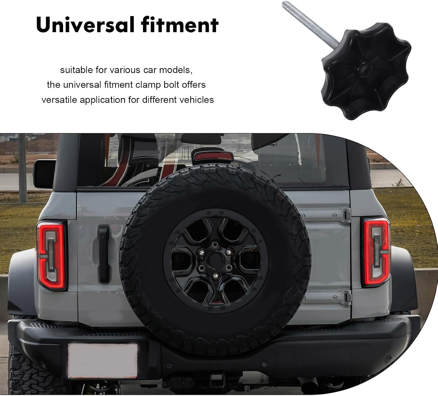 Car Spare Tire Hold-Down Bolt Replacement, Wheel Carrier Clamp Hardware for Vehicle Safety, Sturdy Mounting Bolt Compatible with Multiple Car Models