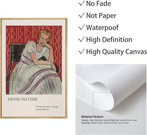 Miniatura 6 de Gufro Juego de 3 lienzos de arte de pared de Matisse, arte de pared de Matisse estético, impresiones de Matisse para sala de estar, dormitorio,