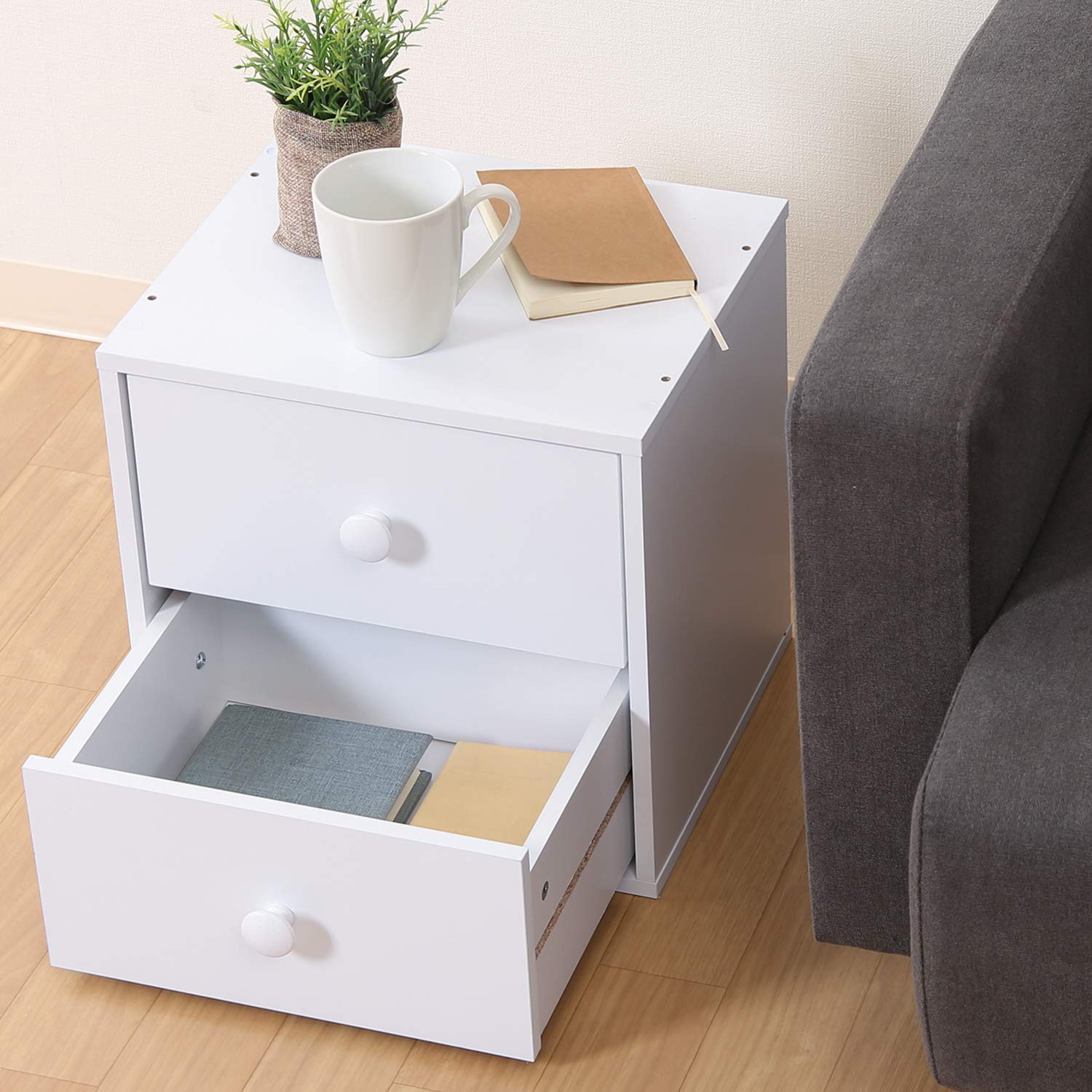 Amazon.co.jp: 不二貿易 キューブボックス 引出し 2杯 幅34.5×奥行31.5