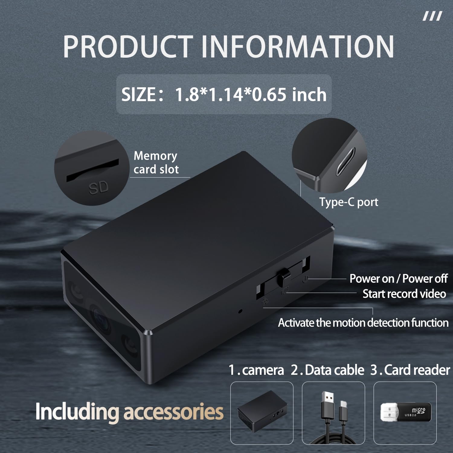 Mini caméra - Caméra de nounou - HD 1080P - Caméra de sécurité intérieure - Caméra de poche portable - Détection de mouvement - Vision nocturne automatique - Enregistrement en boucle