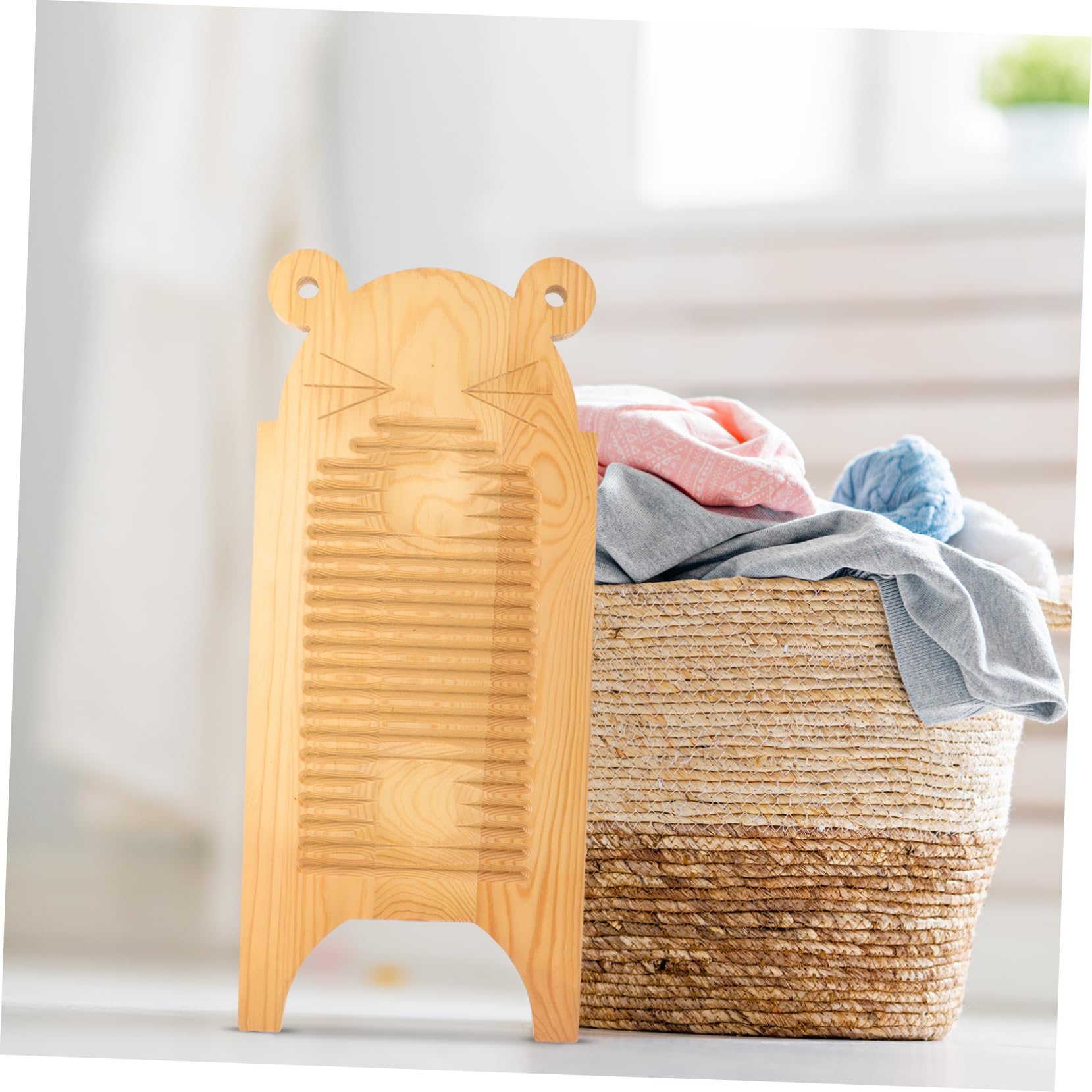 Beavorty ASSE per Lavare i Panni in Legno, Tavola da Bucato Portatile, Antiscivolo, per Lavare a Mano Vestiti e Scarpe, Khaki