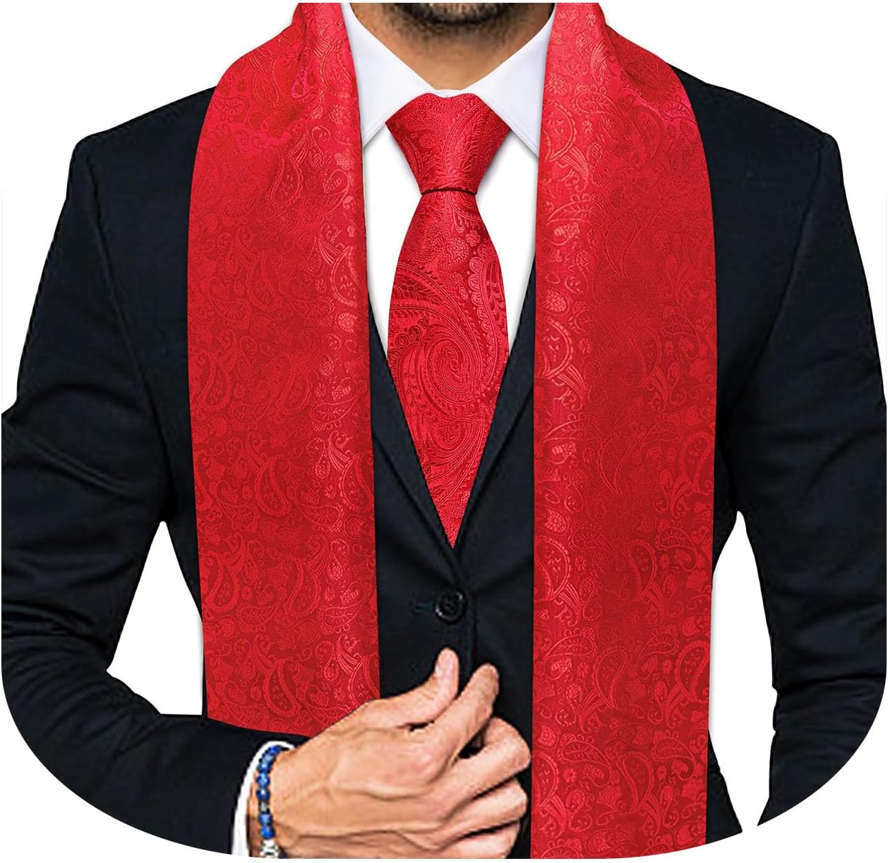 YOHOWA 2PCS Scarf Necktie Set Men/Women Fashion Silk Lightweight Feeling Print Soft Scarves Neckerchief Wraps Gift