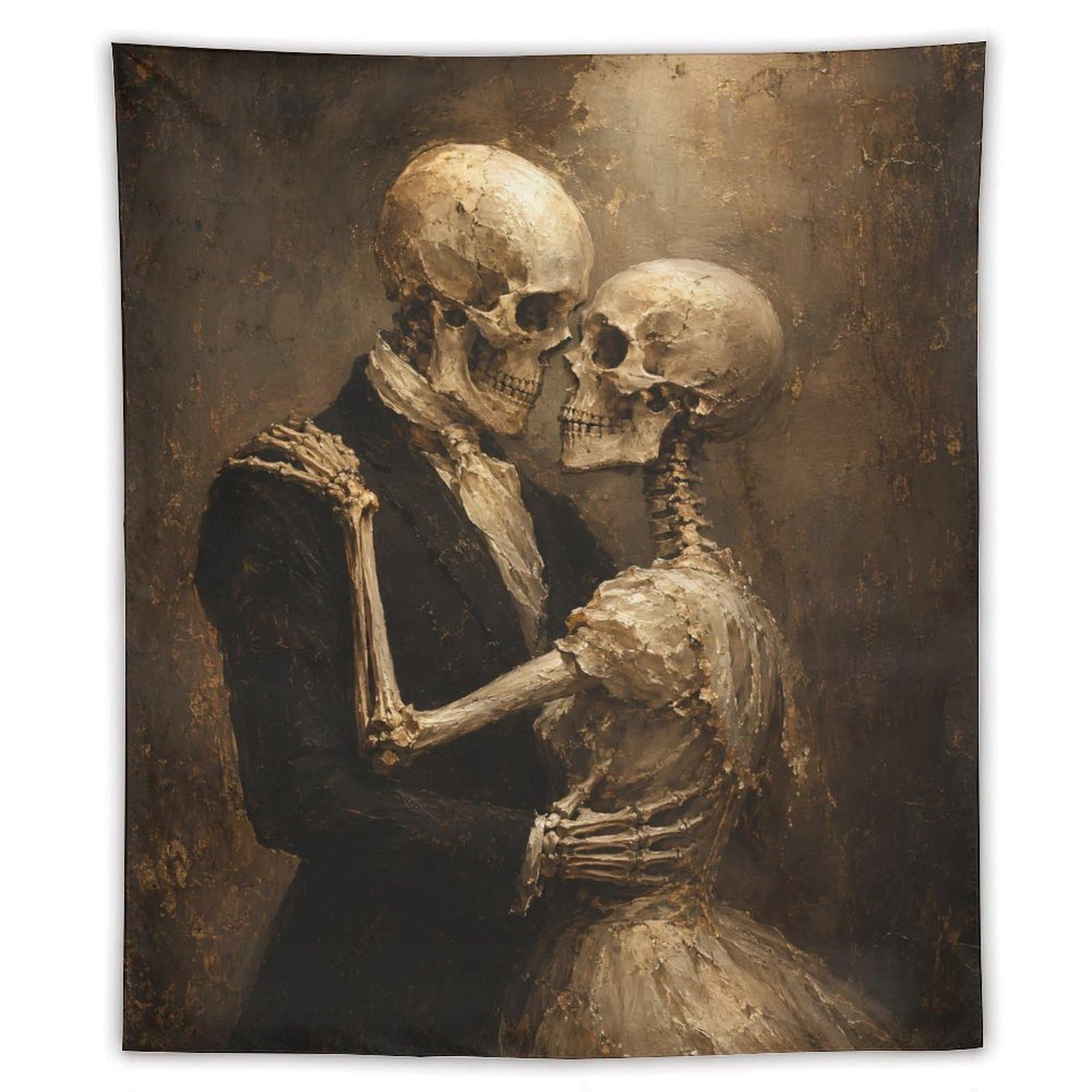 W7C8U2X3 Skeleton Couple Romantic Portrait Wall Tapestry, Memento Mori