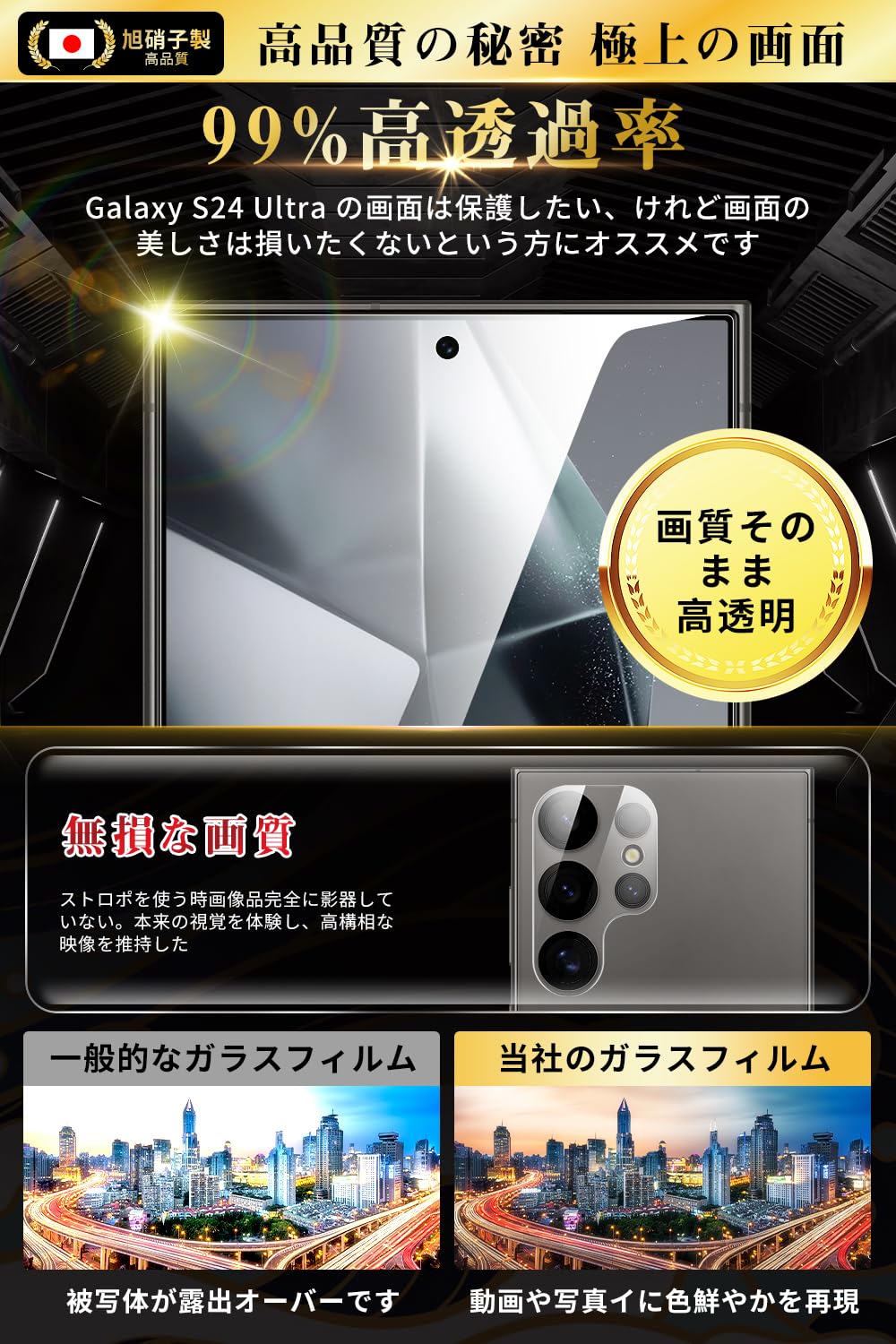 Amazon | Boiyiklonn Galaxy S24 Ultra ガラスフィルム (2枚)＋