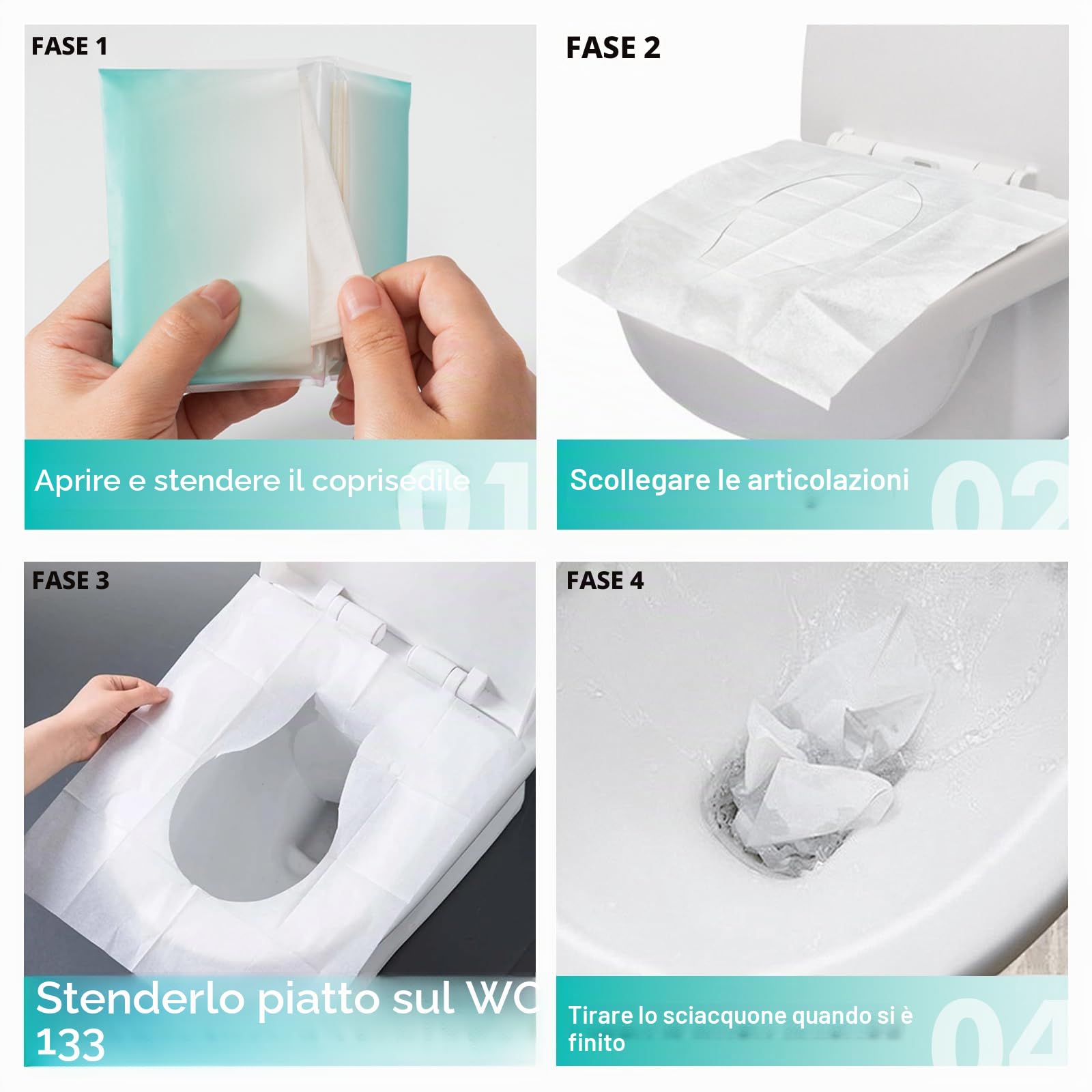 Copriwater usa e getta biodegradabili 42x35cm adulti bambini