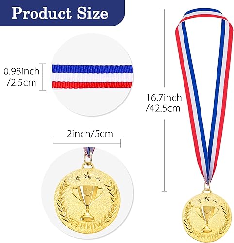 Miniatura 2 de Caydo 1224 Pieces Gold Award Medals Metal Winner Medals for Award for Adults for Competitions, Sports Events, Party, 2 Inch