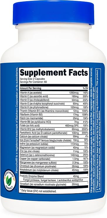 Nutricost Multivitamin with Probiotics 120 Vegetarian Capsules - Packed with Vitamins & Minerals