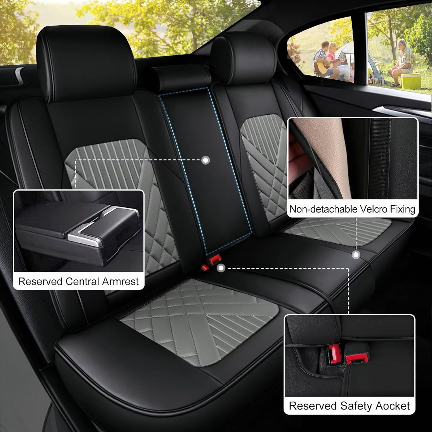 TTX LIGHTING Car Seat Covers for Toyota Corolla Cross 2022-2026 Waterproof Faux Leather Seat Cover Automotive Seat Protectors Full Set 5 Seats (Black&Grey)