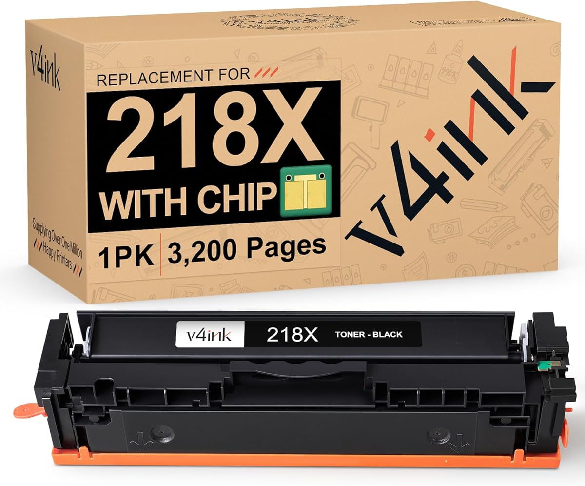 v4ink 218X Compatible Black Toner Cartridge Replacement for HP 218X W2180X 218A W2180A for Use in Color Pro 3201dw MFP 3301cdw 3301fdw 3301sdw Series Printer High-Yield 1 Black