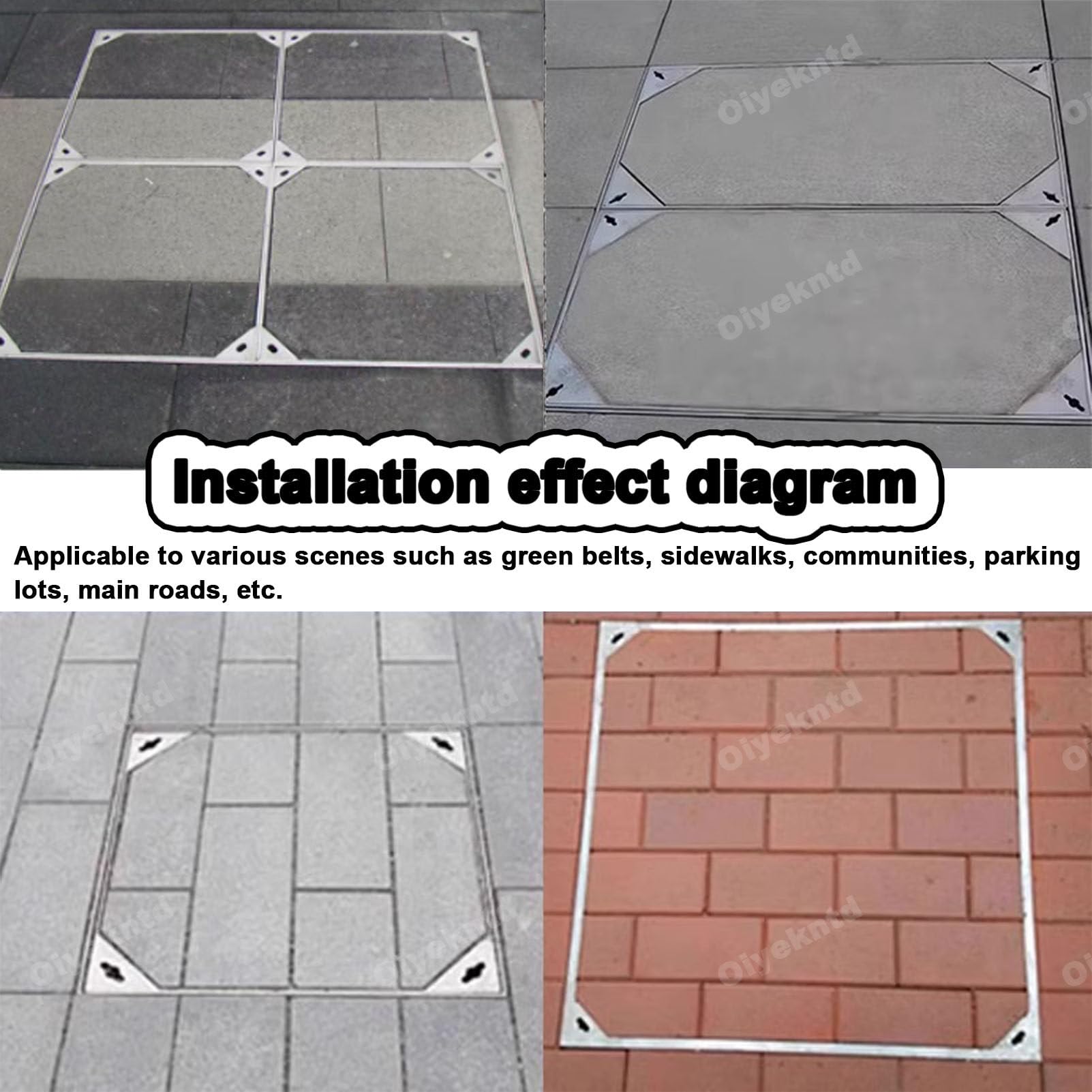 Coperchio e Telaio per pozzetto a Incasso, Resistenti, per vialetti, patii e marciapiedi. Pannello di Accesso Quadrato.