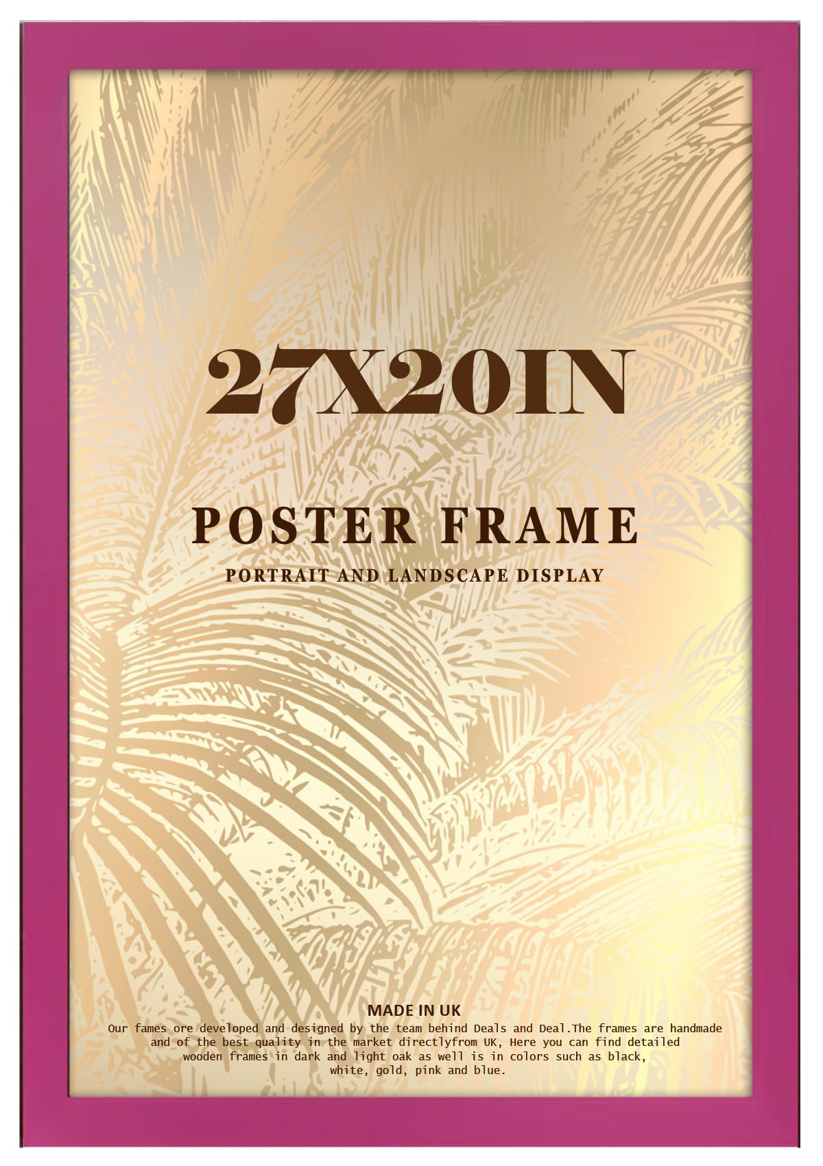 DEALS ON DEAL® Flat 27x20 in Poster Frames Photo Picture Frame Jigsaw Puzzle | Mdf Wooden 27 x 20 in | Large 685 x 508 mm | for Home Office Livingroom (Pink)