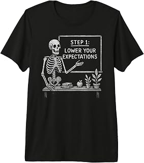 Lower Your Expectation | Funny Chalkboard Skeleton Teacher Premium Tri-Blend T-Shirt
