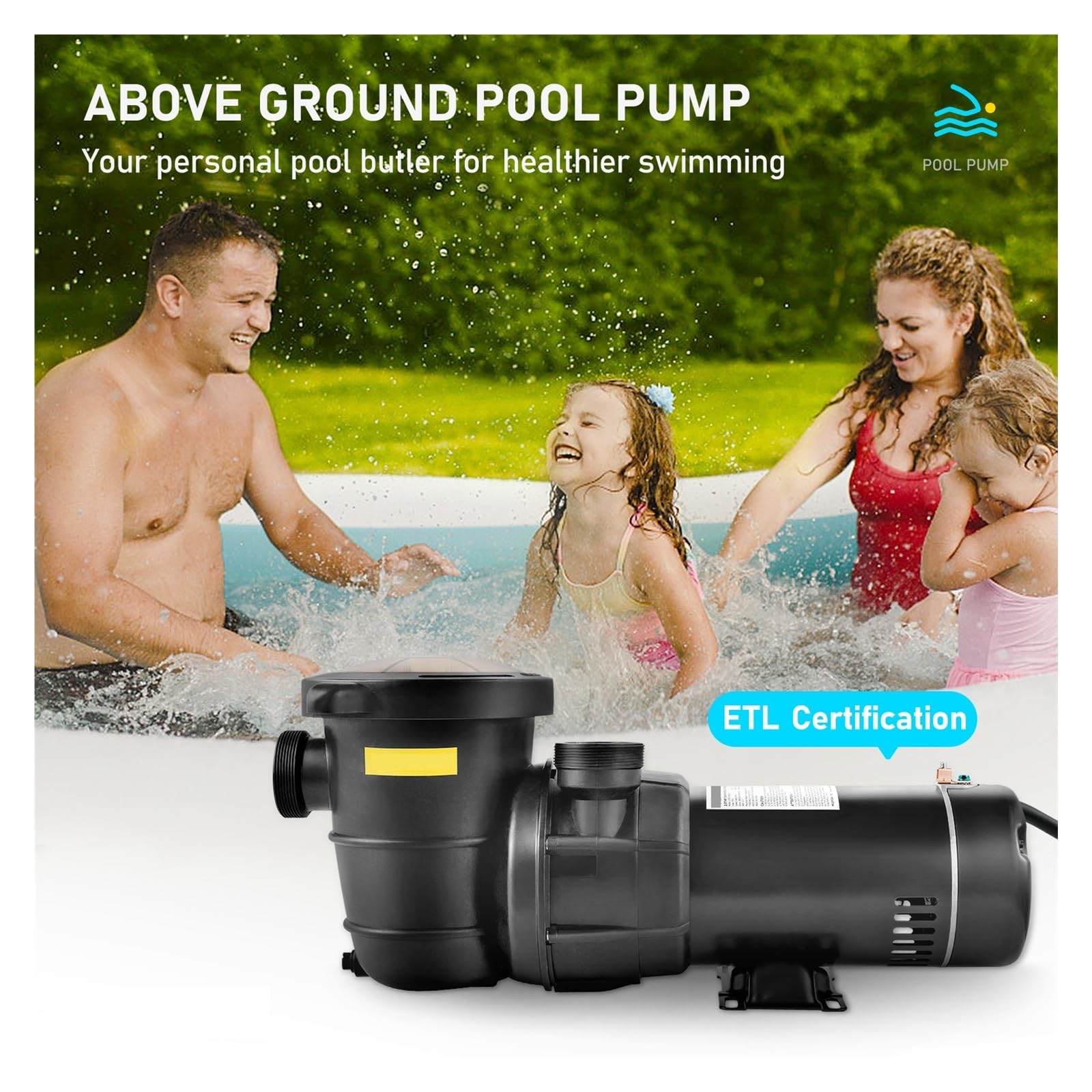 Filtros Piscina, Bomba for Piscina, 1.5/2 88-92GPM Bomba for Piscina sobre/sobre el Suelo con Filtro Circulación de Alta eficiencia de Velocidad Simple/Doble(2 HP Double Speed)