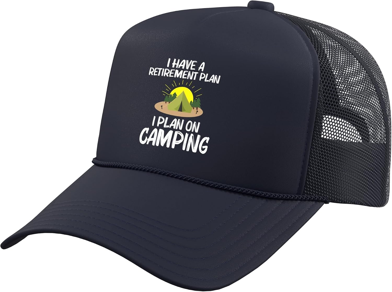 Cool Camping Art for Men Women Outdoor Tent Overnight Camper Trucker Hat with Adjustable Mesh Back