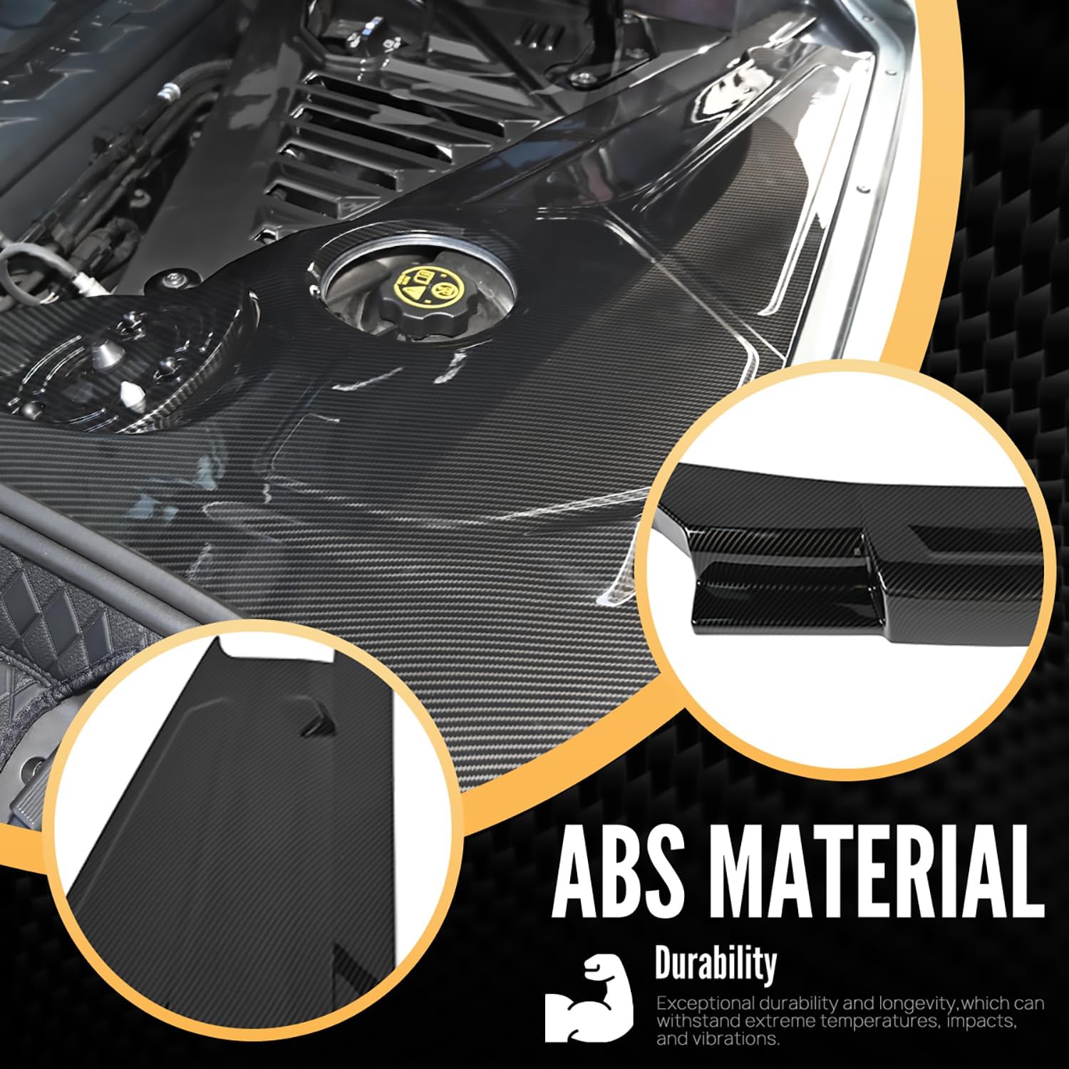 Engine Compartment Surround Overlay,Carbon Fiber Pattern Engine Bay Panel Cover Trim Side Panel Center Strut Cover for Corvette C8 Stingray Z51 2020+ for C8 Z06/E-Ray 2023+