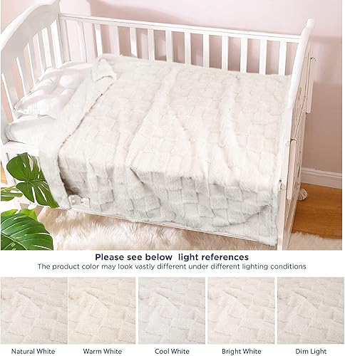 Miniatura 6 de HOMRITAR Manta de forro polar 3D a cuadros para niñas y niños, calentador de cuadrícula de ajedrez, cómoda, reversible, peluda, acogedora decoración