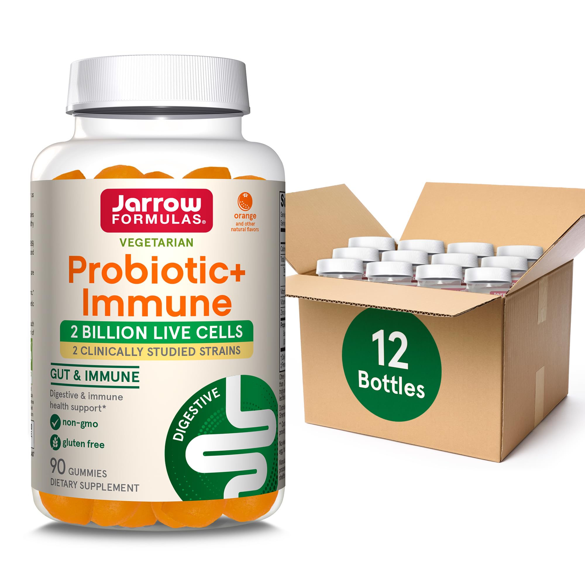 Jarrow Formulas Probiotic Immune Gummies 2 Billion CFU Supplement for Digestive Health and Immune Support 90 Orange Flavor